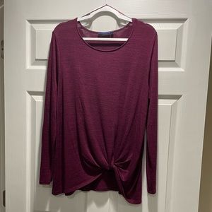 Burgundy long sleeve with twist at bottom